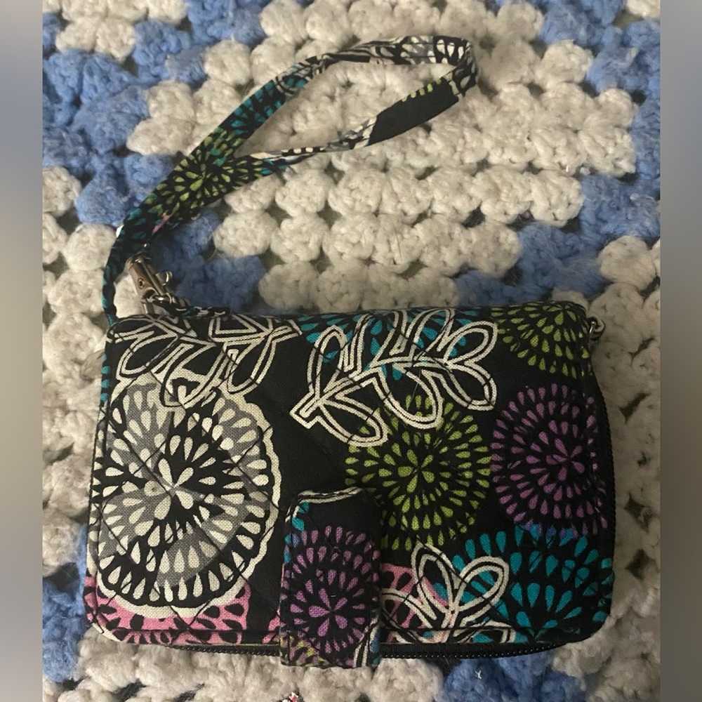 Floral Fabric Wristlet Wallet EUC